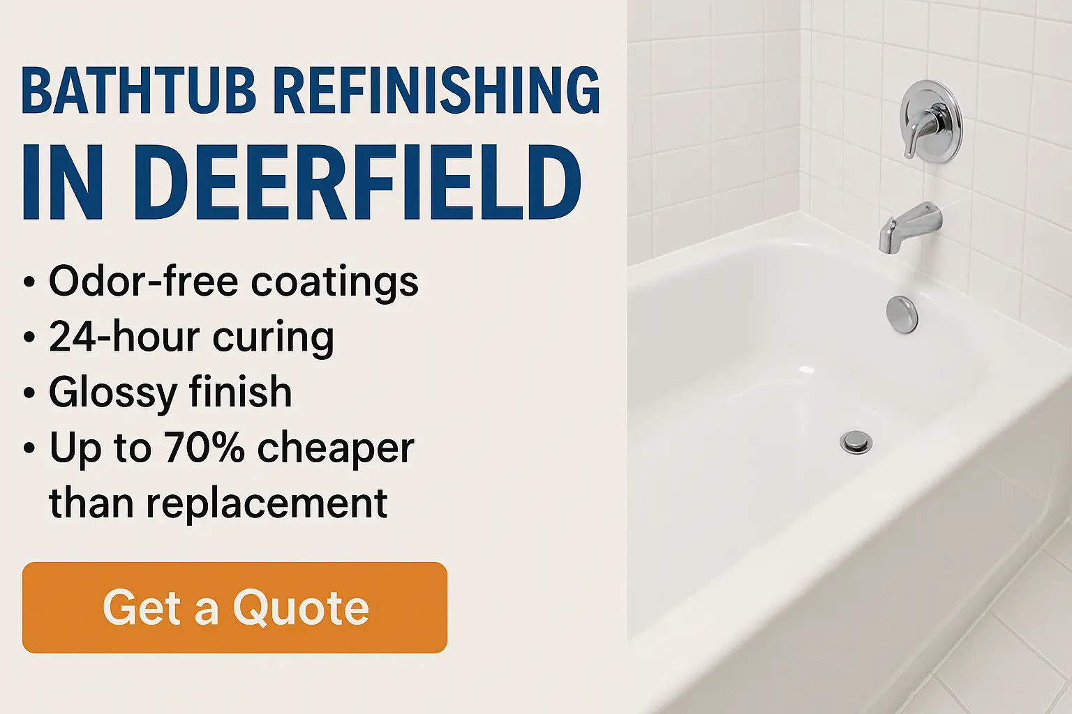 Bathtub refinishing in Deerfield IL – glossy resurfaced tub