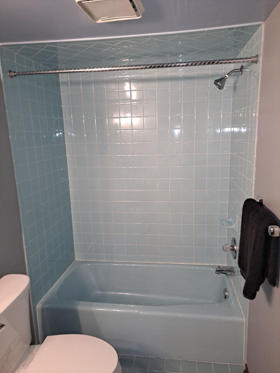 Before — shower base with wear