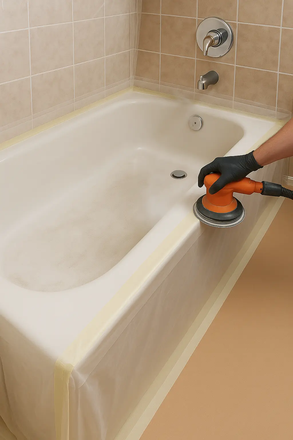 Shower base refinishing — restored gloss